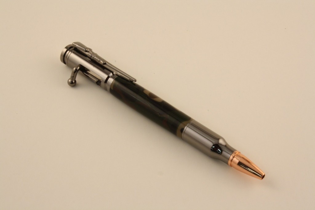 Gun Metal Bolt Action Pen with Camouflage Acrylic Blank