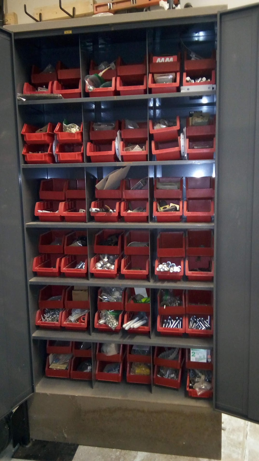 red storage bins