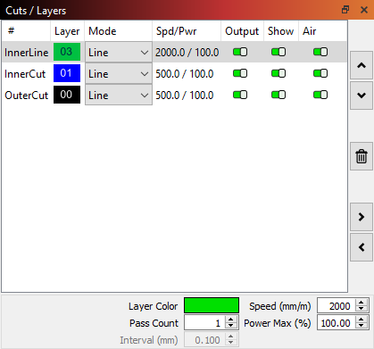 LightBurn Inner Line Settings