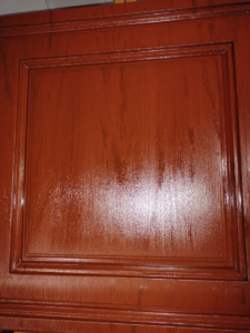 My faux cherry wood tile after applying stain and graining